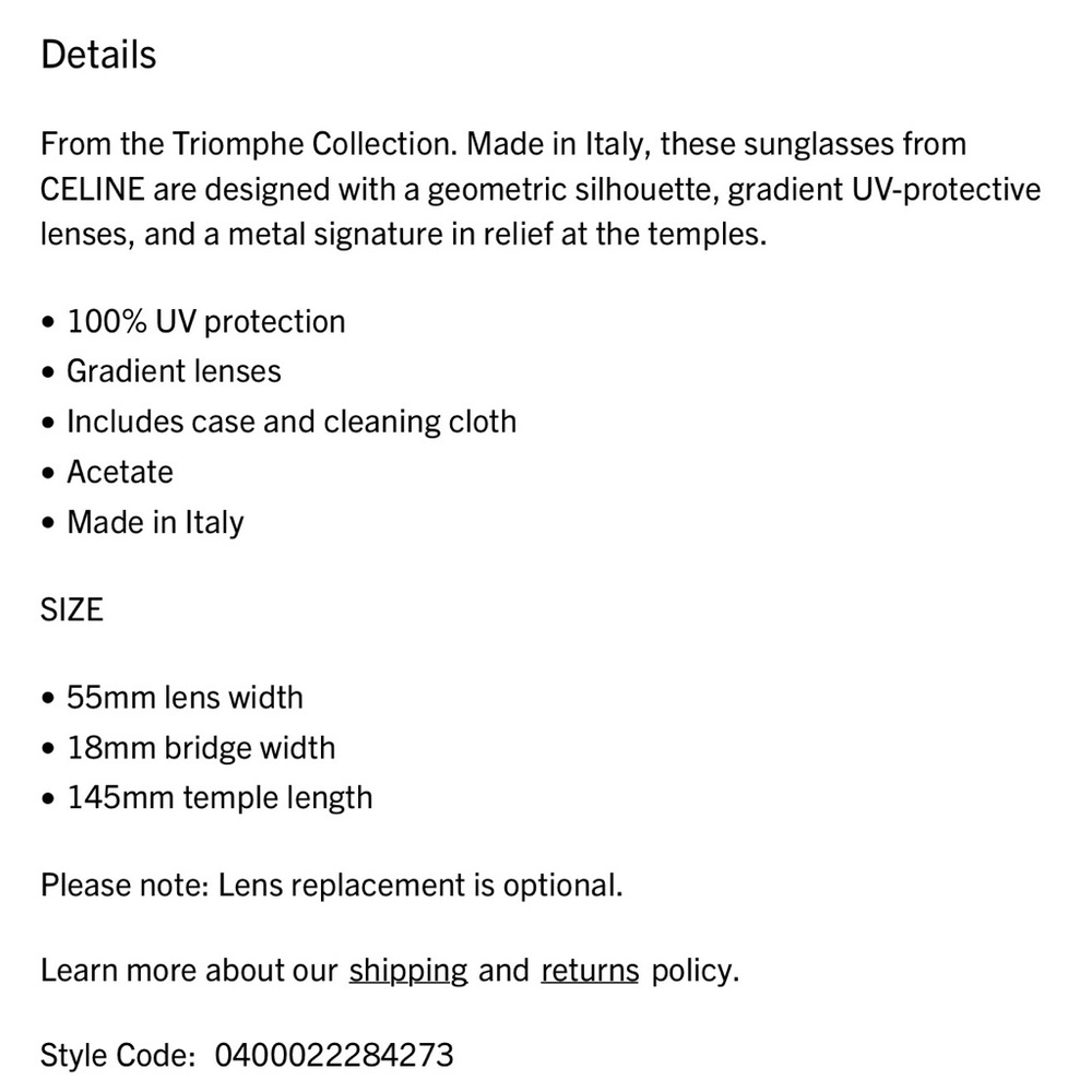 Celine Triomphe 55MM Geometric Havana Brown Sunglasses - Picture 2 of 7